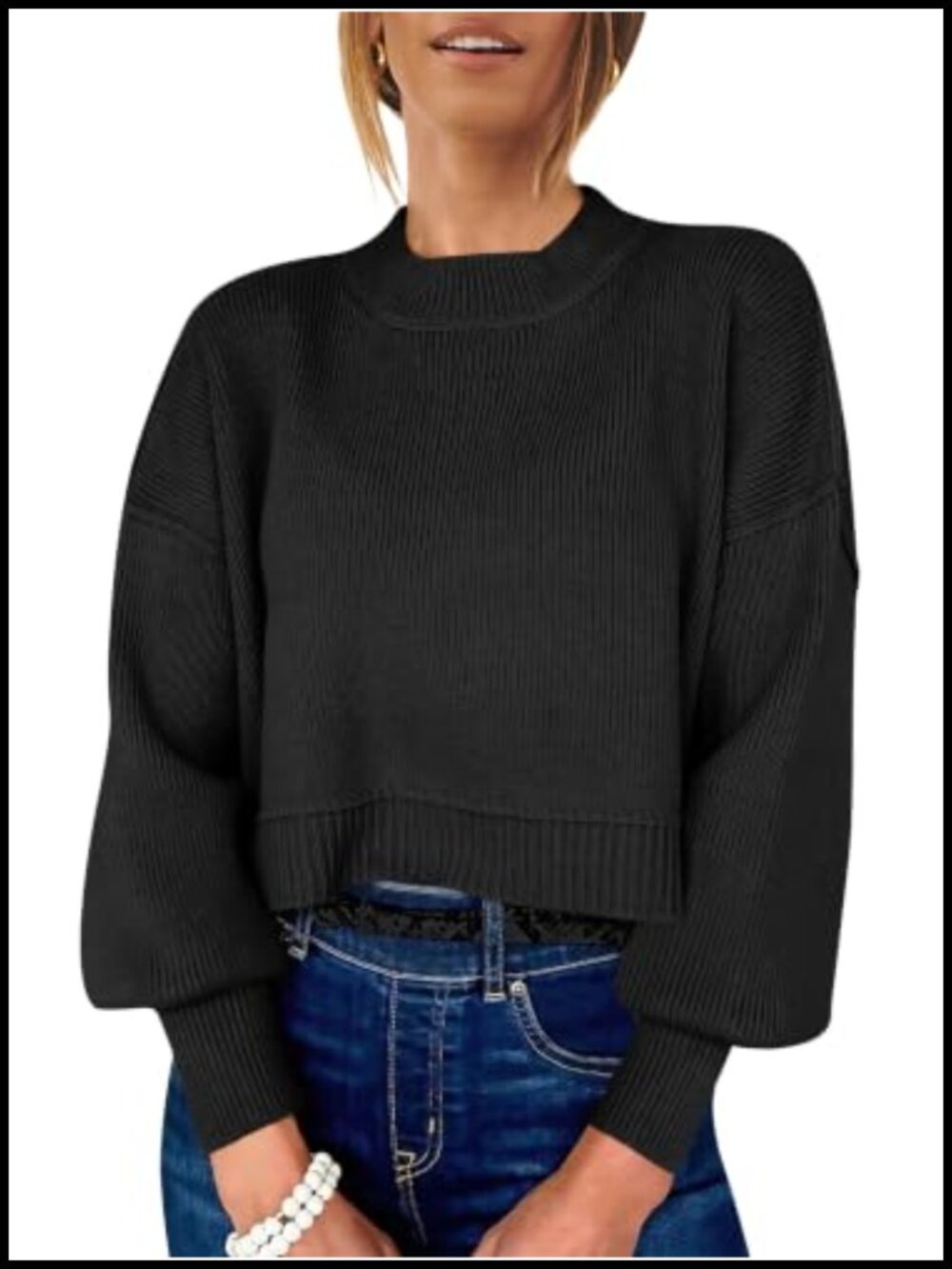 Cropped Sweaters for Women Long Sleeve Oversized Fall Outfits Batwing Sleeve